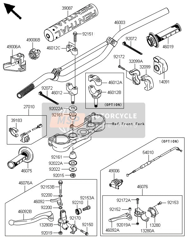 Kawasaki KX250F 2008 Handlebar for a 2008 Kawasaki KX250F