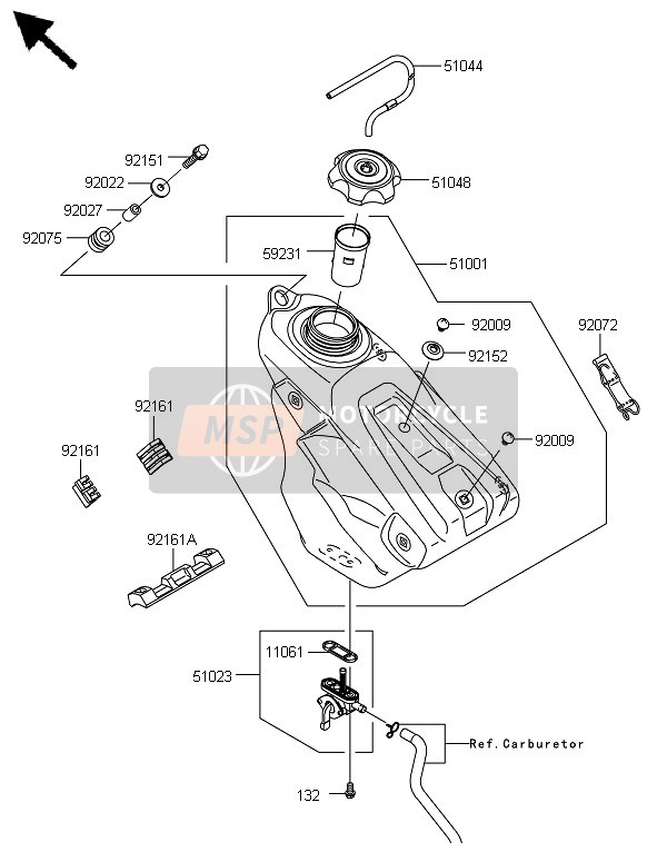 Kawasaki KX250F 2008 Fuel Tank for a 2008 Kawasaki KX250F