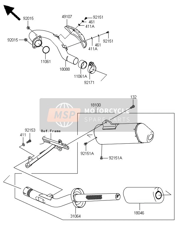 Kawasaki KX450F 2008 SCHALLDÄMPFER (AS) für ein 2008 Kawasaki KX450F