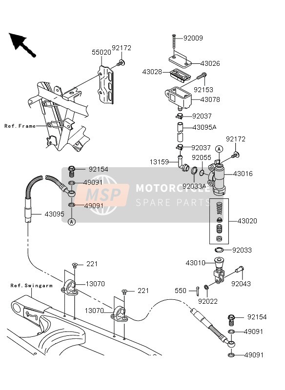 430950451, Durite Frein, Rr Master Cy, Kawasaki, 1