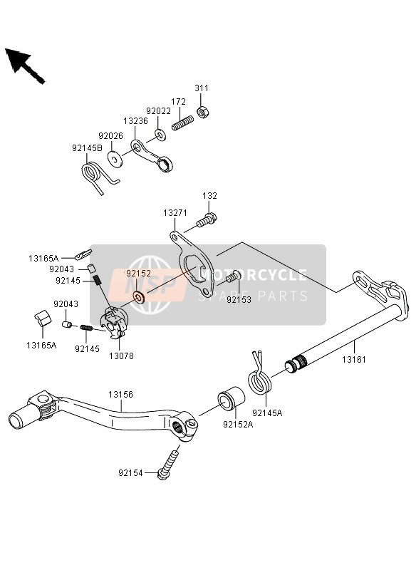 Kawasaki KLX450R  2009 Gear Change Mechanism for a 2009 Kawasaki KLX450R 