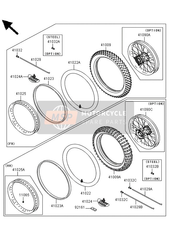 410900039458, Wiel,Achter,Set, Kawasaki, 0