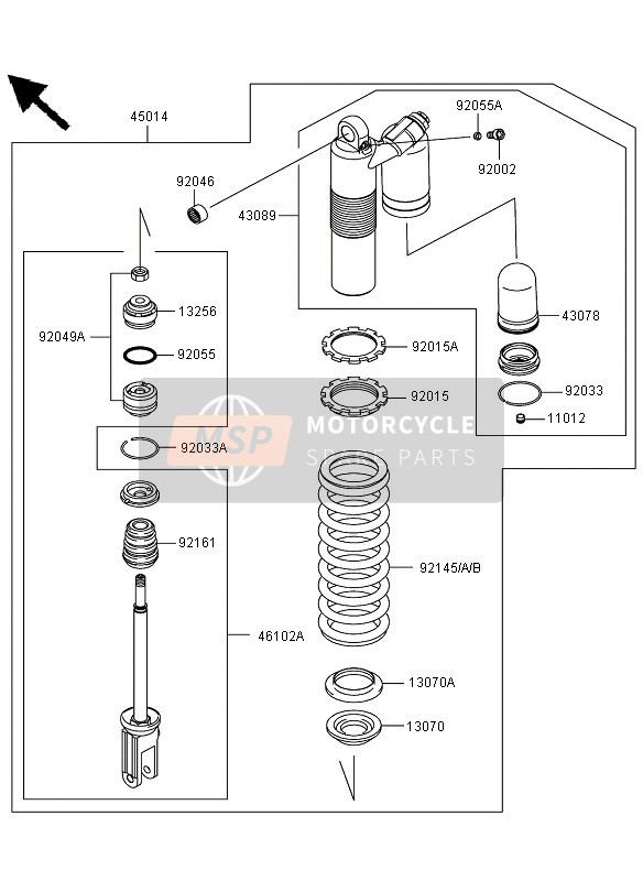 Kawasaki KLX450R  2009 Shock Absorber for a 2009 Kawasaki KLX450R 