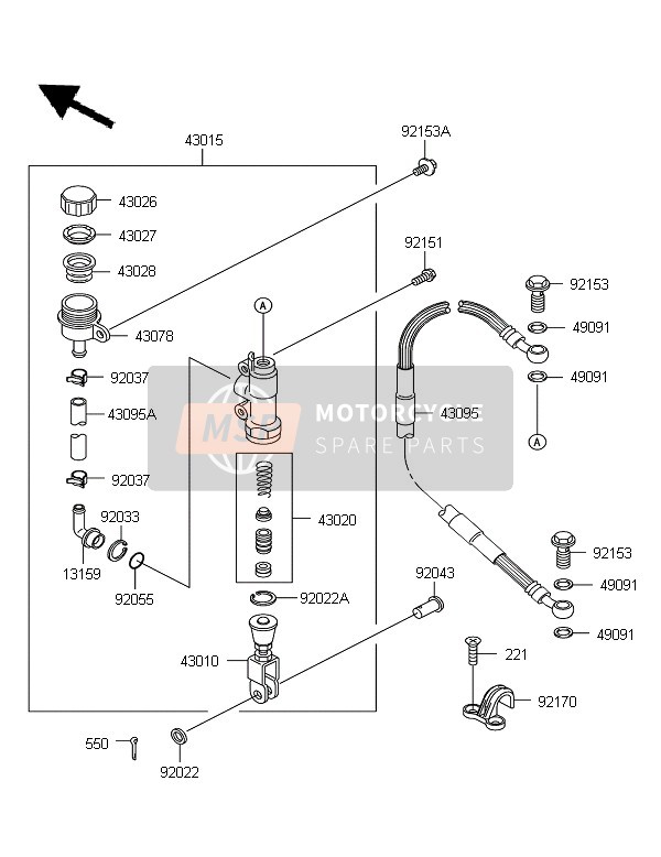 Kawasaki KX65 2009 Rear Master Cylinder for a 2009 Kawasaki KX65