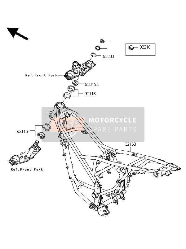 Kawasaki D-TRACKER 125 2010 Frame for a 2010 Kawasaki D-TRACKER 125