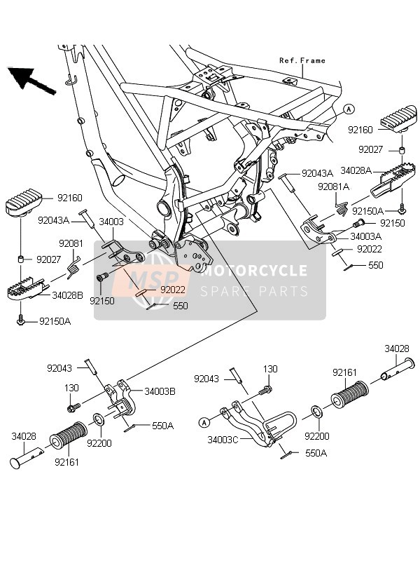 34003014826M, HOLDER-STEP,Rr,Rh,F.M.Gr KLX12, Kawasaki, 0