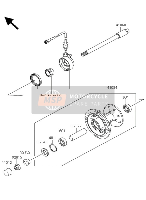 Kawasaki KLX250 2010 Mozzo anteriore per un 2010 Kawasaki KLX250