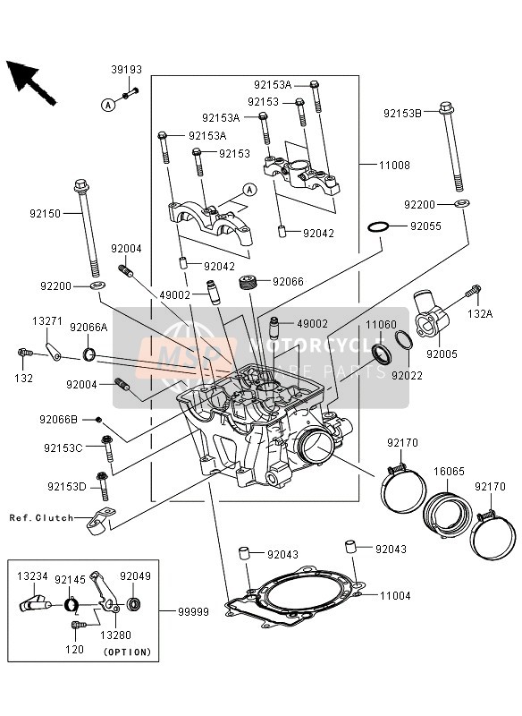 Kawasaki KLX450R  2010 Cylinder Head for a 2010 Kawasaki KLX450R 