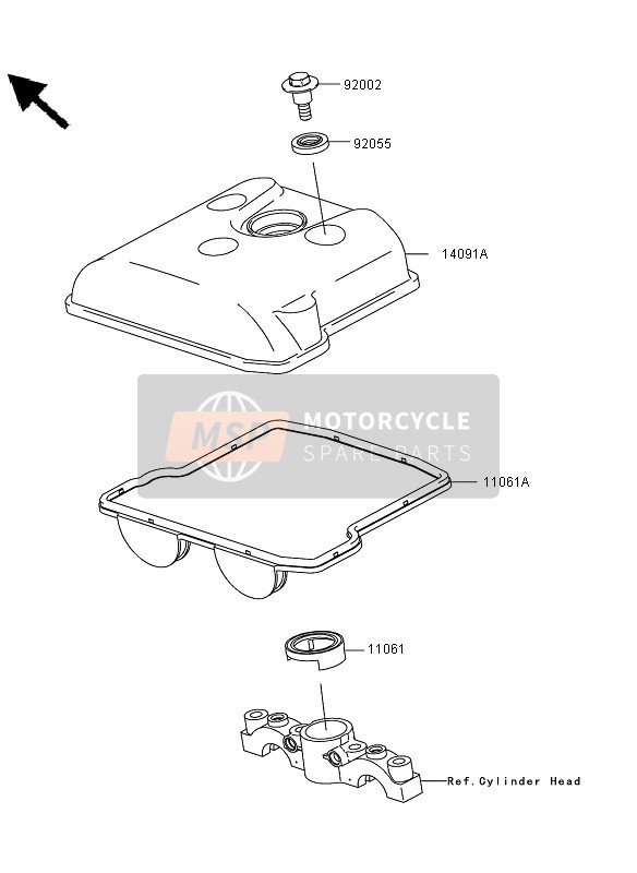 Kawasaki KLX450R  2010 Coperchio della testata del cilindro per un 2010 Kawasaki KLX450R 