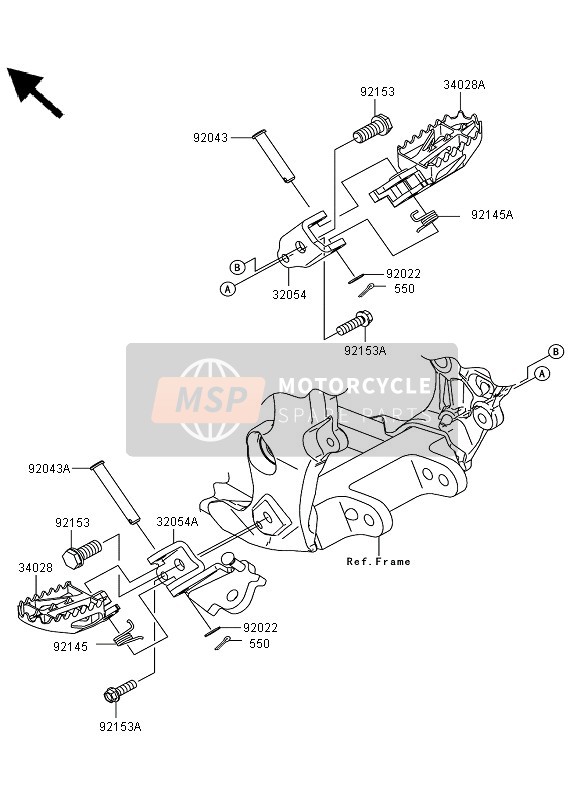 Kawasaki KLX450R  2010 Footrests for a 2010 Kawasaki KLX450R 