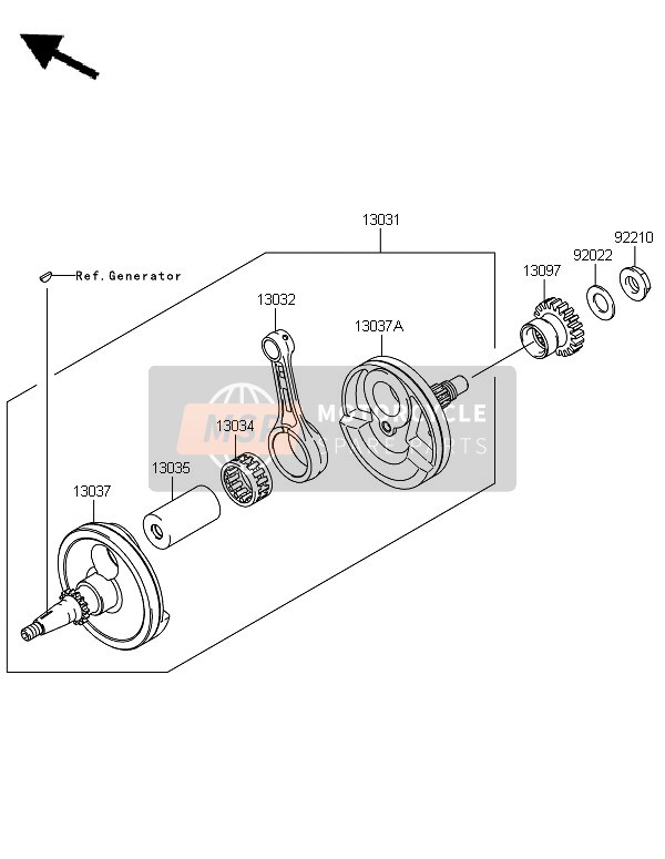 130310136, CRANKSHAFT-COMP, Kawasaki, 0