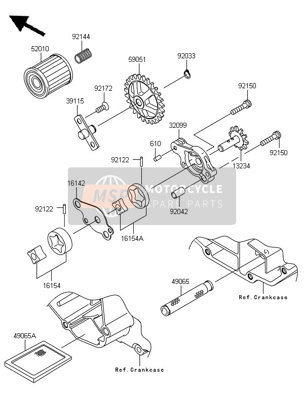 Kawasaki KX250F 2010 Oil Pump for a 2010 Kawasaki KX250F