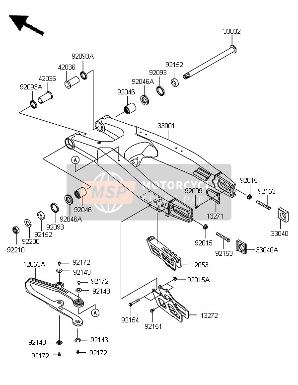 Kawasaki KX250F 2010 Swing Arm for a 2010 Kawasaki KX250F