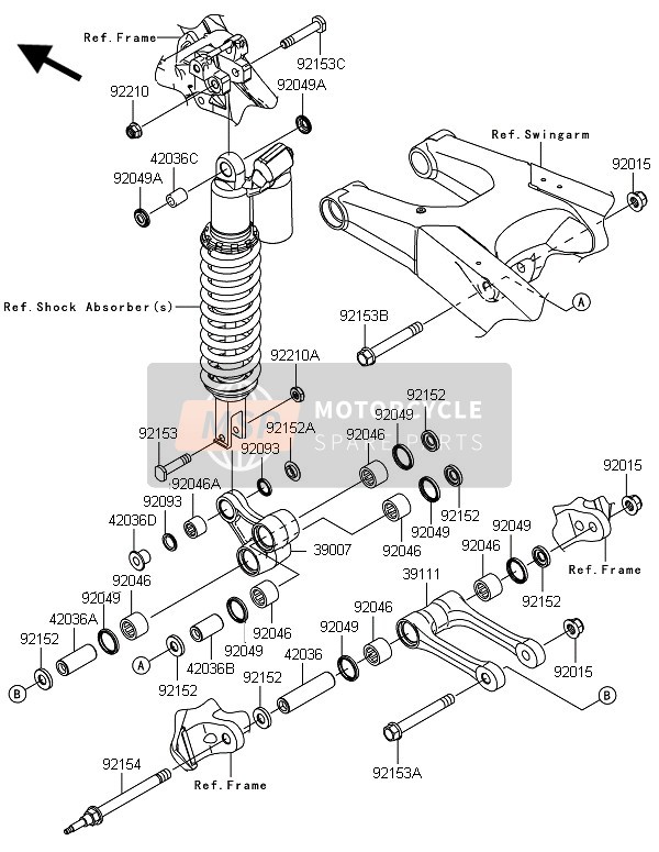 390070158, ARM-SUSP ,Uni Trak, Kawasaki, 0