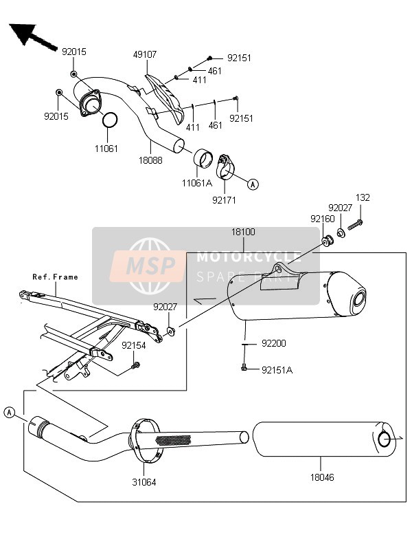 Kawasaki KX450F 2010 Muffler for a 2010 Kawasaki KX450F