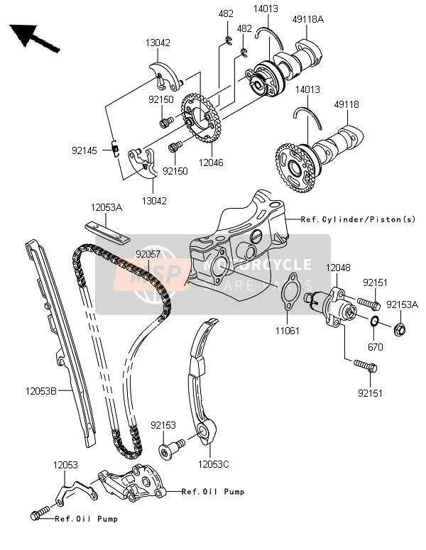 Kawasaki KX450F 2010 Arbre À Cames & Tendeur pour un 2010 Kawasaki KX450F