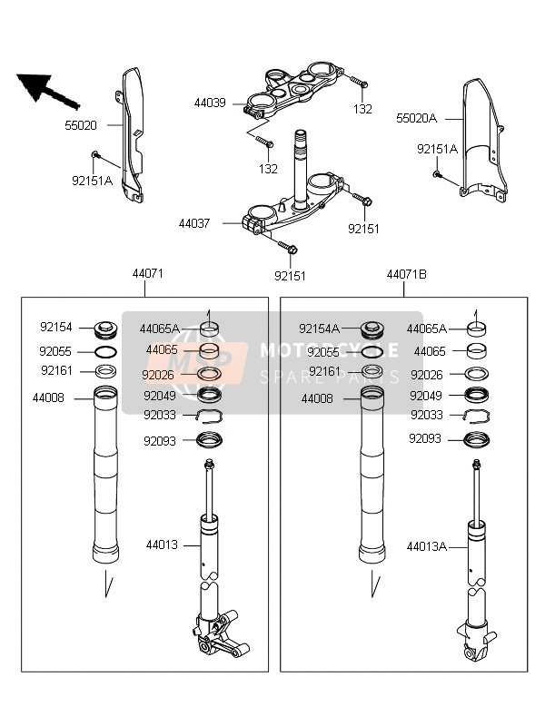 Kawasaki D-TRACKER 125 2011 Front Fork for a 2011 Kawasaki D-TRACKER 125