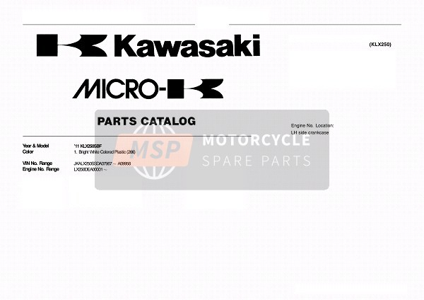 Kawasaki KLX250 2011 Identification du modèle pour un 2011 Kawasaki KLX250