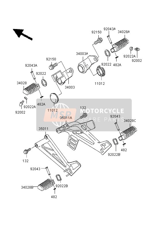 Kawasaki KLE500 1995 Footrests for a 1995 Kawasaki KLE500