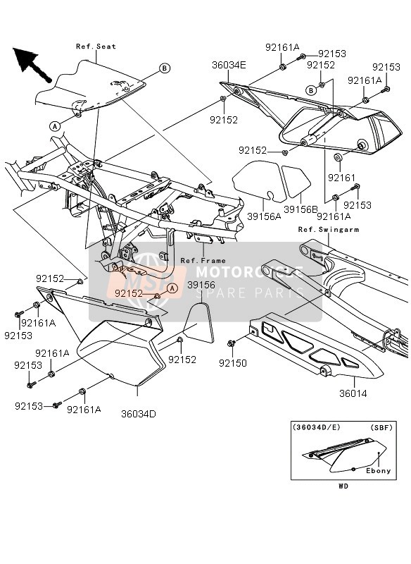 3603452746C, COVER-SIDE,Lh,Ebony, Kawasaki, 0