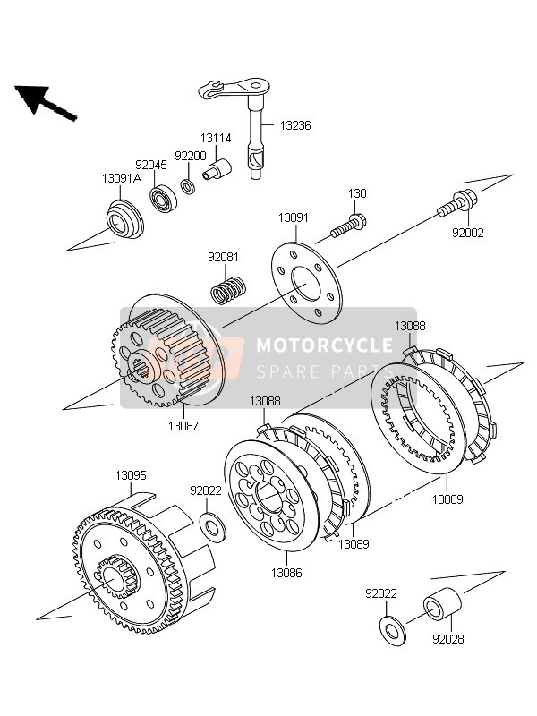 Kawasaki KX65 2011 Embrayage pour un 2011 Kawasaki KX65