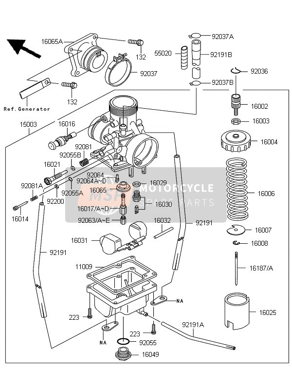 Kawasaki KX65 2011 Carburador para un 2011 Kawasaki KX65