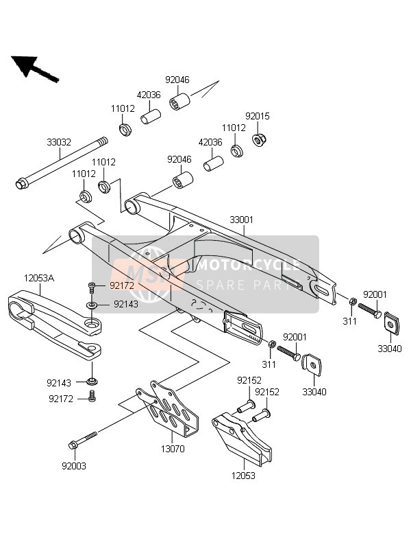 Kawasaki KX65 2011 Swing Arm for a 2011 Kawasaki KX65