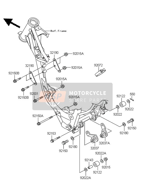 Kawasaki KX85 SW & LW 2011 Montaje del motor para un 2011 Kawasaki KX85 SW & LW