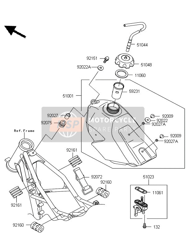 Kawasaki KX85 SW & LW 2011 Benzinetank voor een 2011 Kawasaki KX85 SW & LW