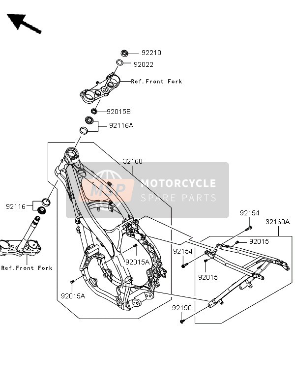 Kawasaki KX250F 2011 Cadre pour un 2011 Kawasaki KX250F