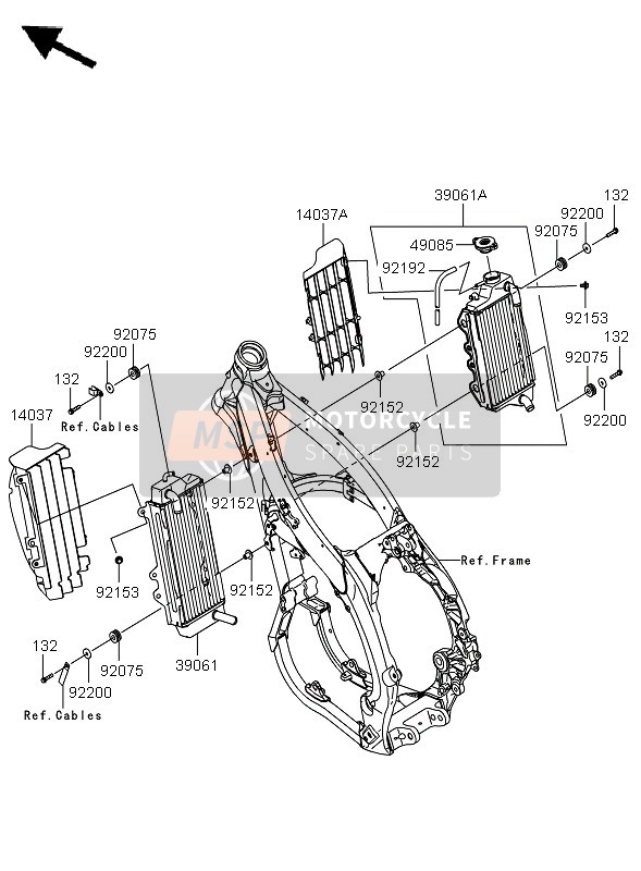 Kawasaki KX450F 2011 Radiateur pour un 2011 Kawasaki KX450F