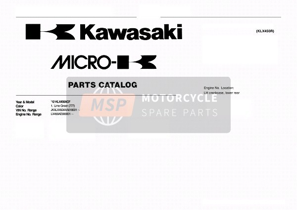 Kawasaki KLX450R  2012 Modellidentifikation für ein 2012 Kawasaki KLX450R 