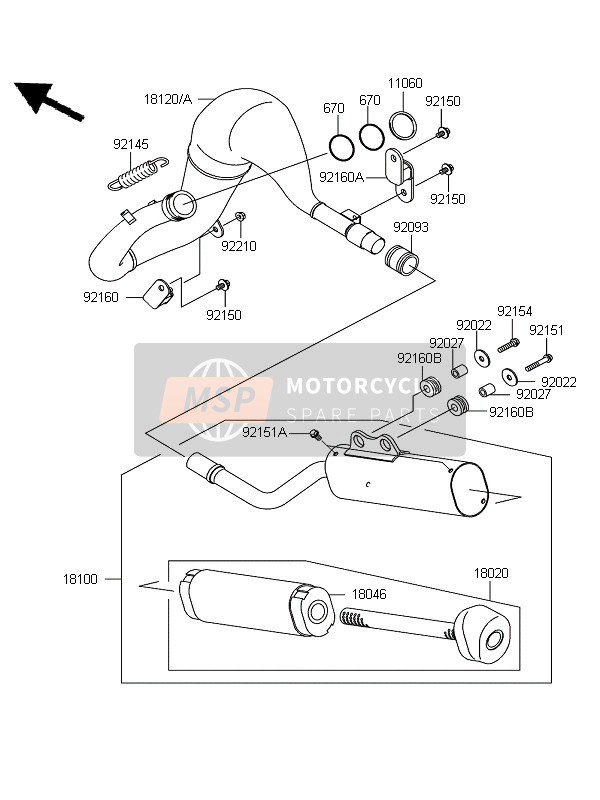 Kawasaki KX65 2012 Muffler for a 2012 Kawasaki KX65