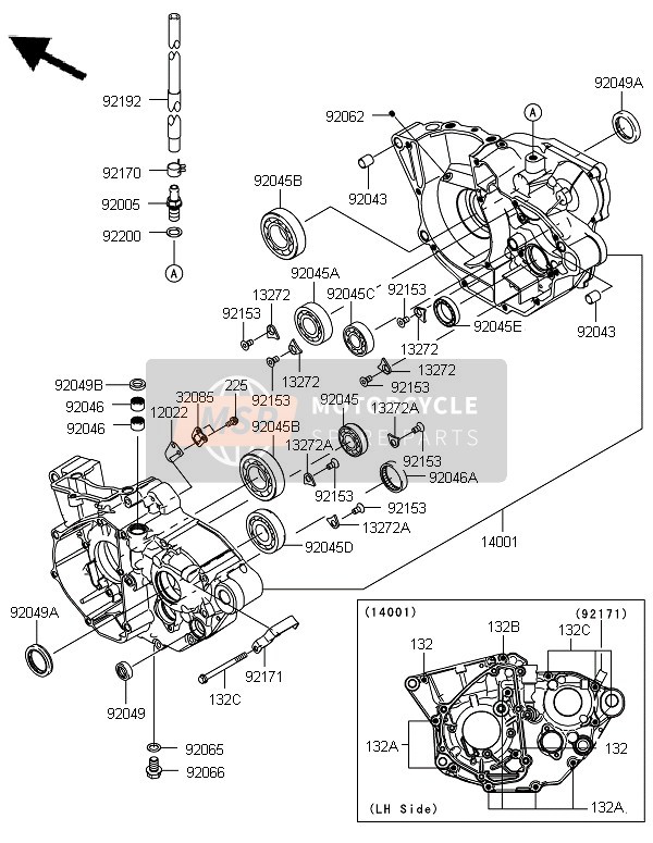 Kawasaki KX250F 2012 Crankcase for a 2012 Kawasaki KX250F