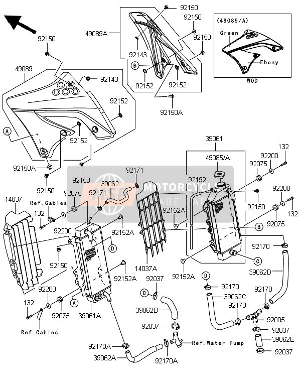 49089006925M, SHROUD-ENGINE, Rh, Up GRN+L, Kawasaki, 2