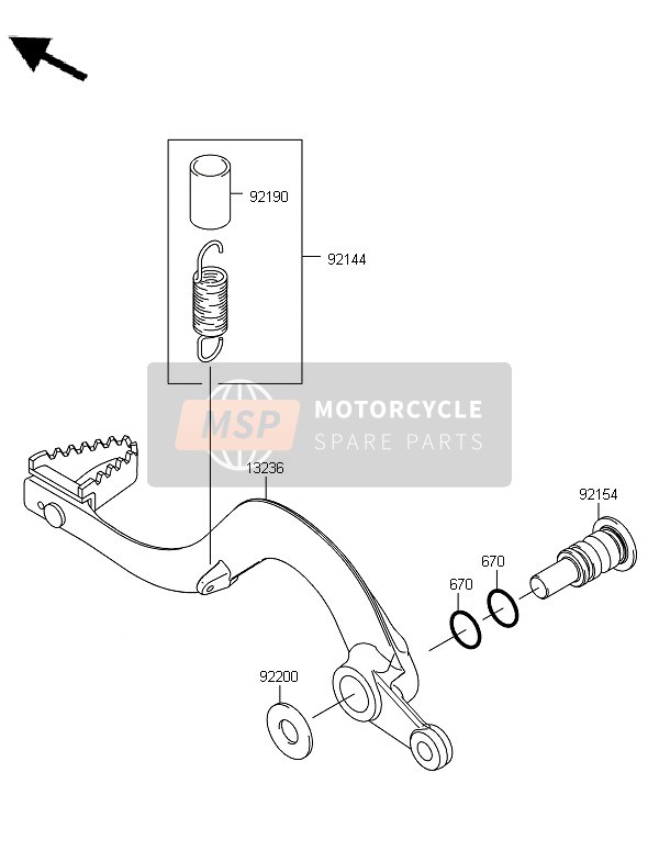 Kawasaki KX250F 2012 Pédale de frein pour un 2012 Kawasaki KX250F