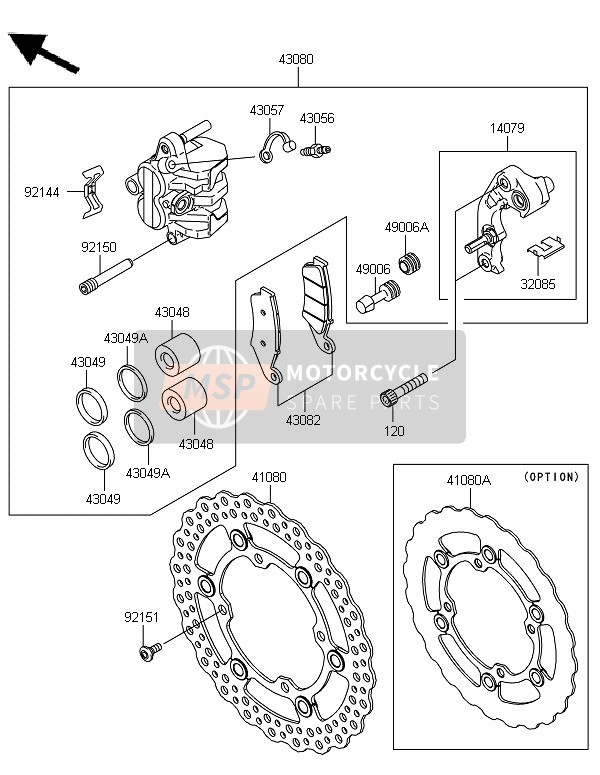 Kawasaki KX250F 2012 Freno anteriore per un 2012 Kawasaki KX250F