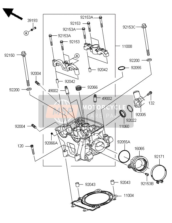 Kawasaki KX450F 2012 Cylinder Head for a 2012 Kawasaki KX450F