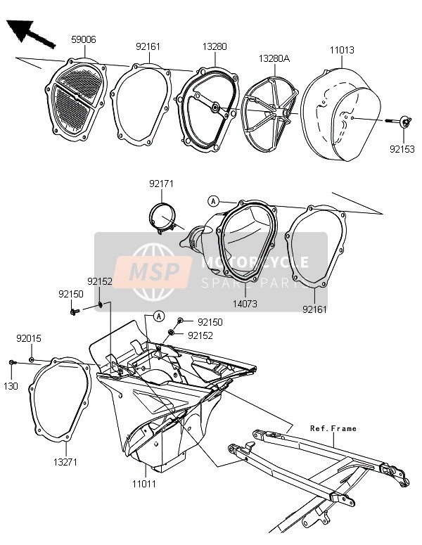 Kawasaki KX450F 2012 Air Cleaner for a 2012 Kawasaki KX450F