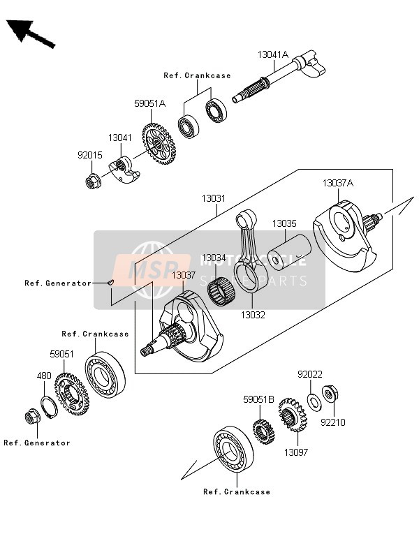 Kawasaki KX450F 2012 Crankshaft for a 2012 Kawasaki KX450F