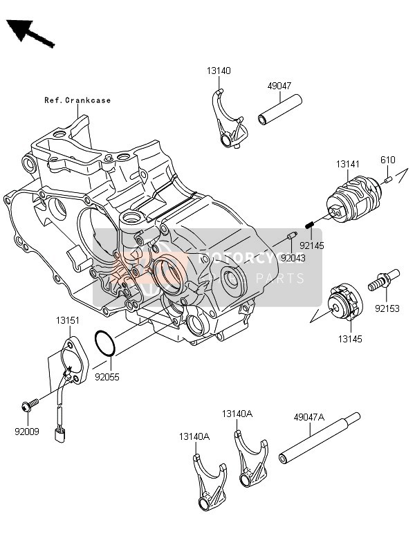 Kawasaki KX450F 2012 Schakelwals & Schakelvork voor een 2012 Kawasaki KX450F