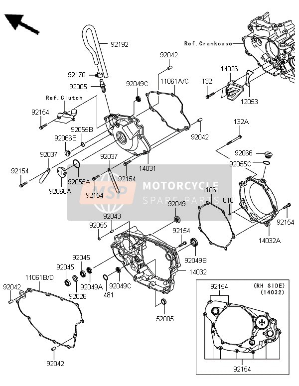 Kawasaki KX450F 2012 Copertura del motore 1 per un 2012 Kawasaki KX450F