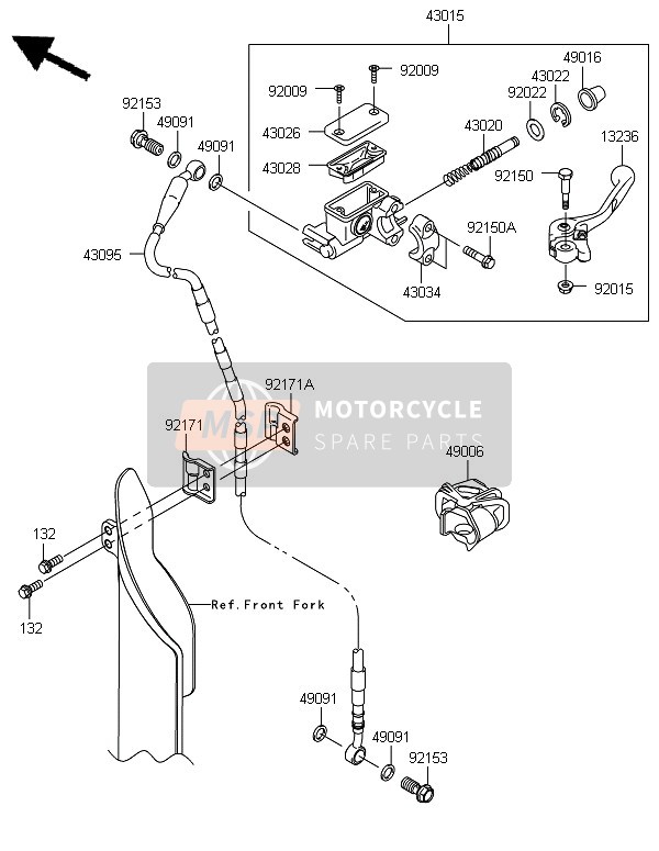 Kawasaki KX450F 2012 Front Master Cylinder for a 2012 Kawasaki KX450F