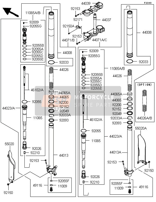 440710805, DAMPER-ASSY,Fork,Lh, Kawasaki, 0