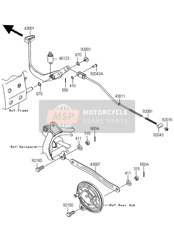 Kawasaki KLX110 2013 BREMSPEDAL für ein 2013 Kawasaki KLX110