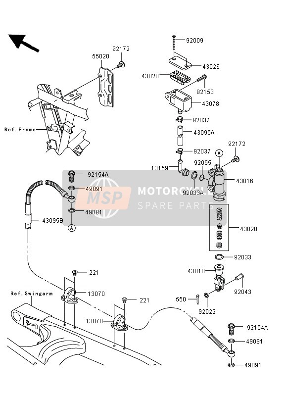 Kawasaki KLX250 2013 Maître-cylindre arrière pour un 2013 Kawasaki KLX250