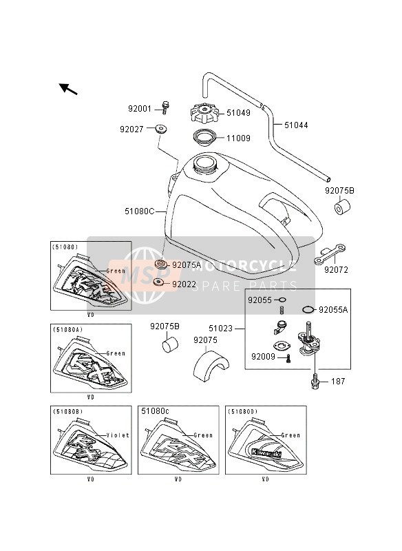 Kawasaki KX60 1997 TANK für ein 1997 Kawasaki KX60