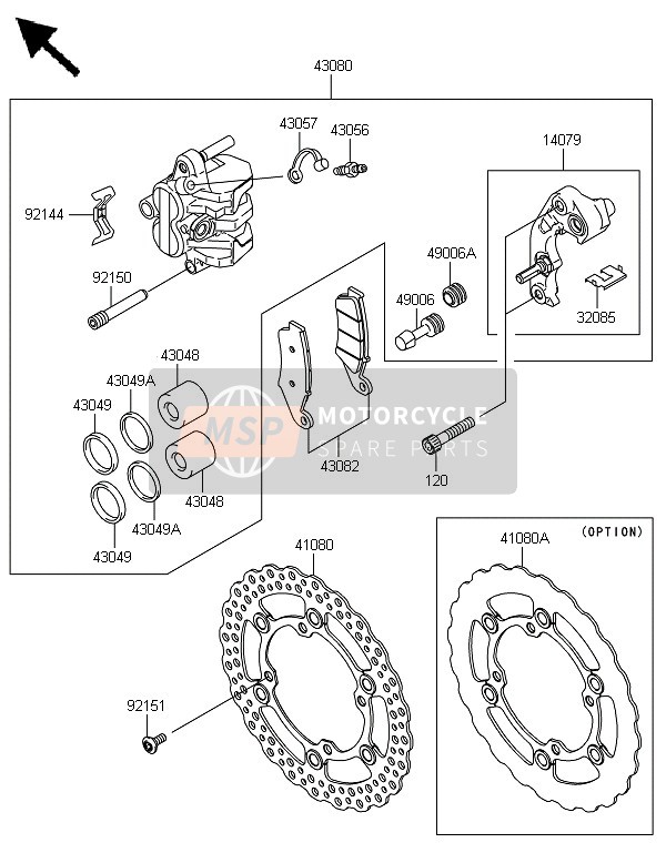 Kawasaki KLX450 2013 Freno anteriore per un 2013 Kawasaki KLX450