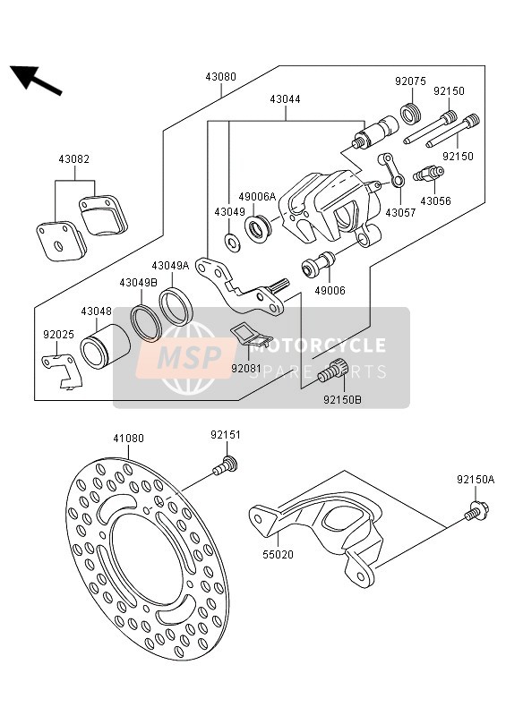 Kawasaki KX65 2013 Freno trasero para un 2013 Kawasaki KX65