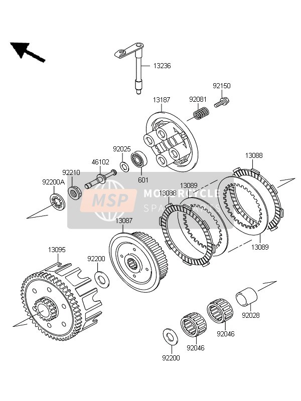 Kawasaki KX85 SW & LW 2013 Embrague para un 2013 Kawasaki KX85 SW & LW